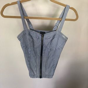 Kendall and Kylie striped zip up corset like top